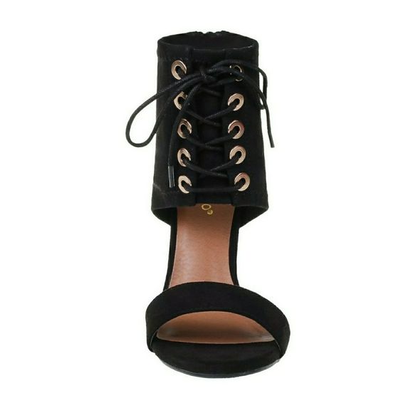 Black Corset Strap Block Heel - Picture 5 of 7